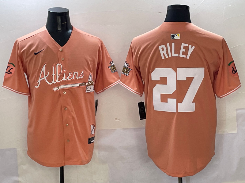 Atlanta Braves #27 Austin Riley Warriors 5 Collaboration Style 2 Baseball Jersey baseball jersey product view 1