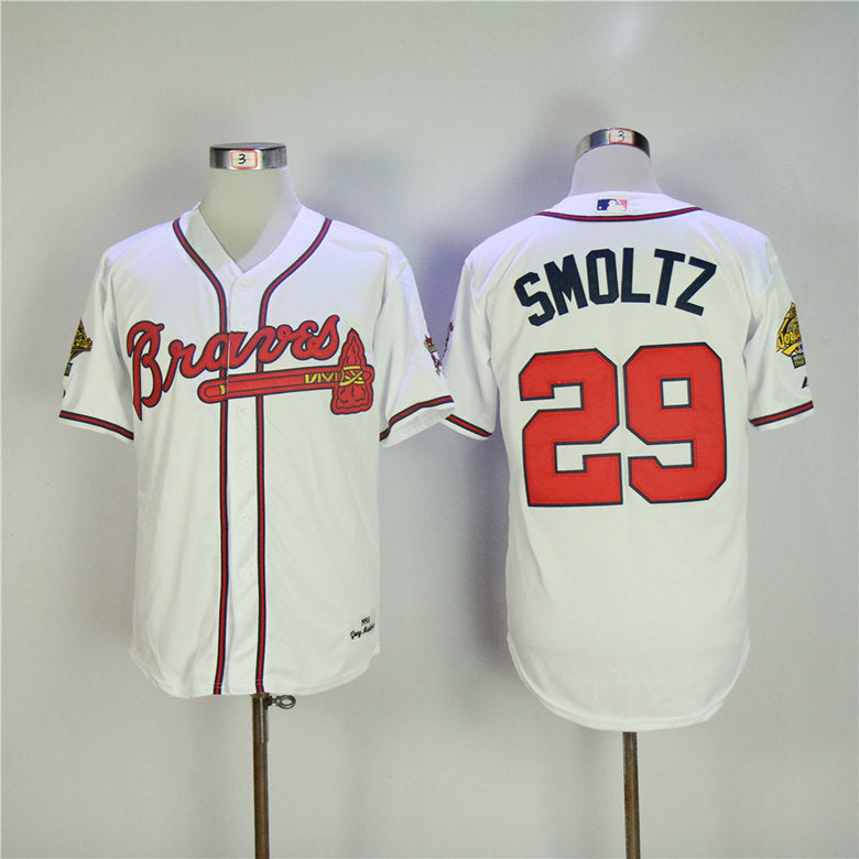 Atlanta Braves #29 Warriors 29 White 1995 Retro Baseball Jersey baseball jersey product view 1