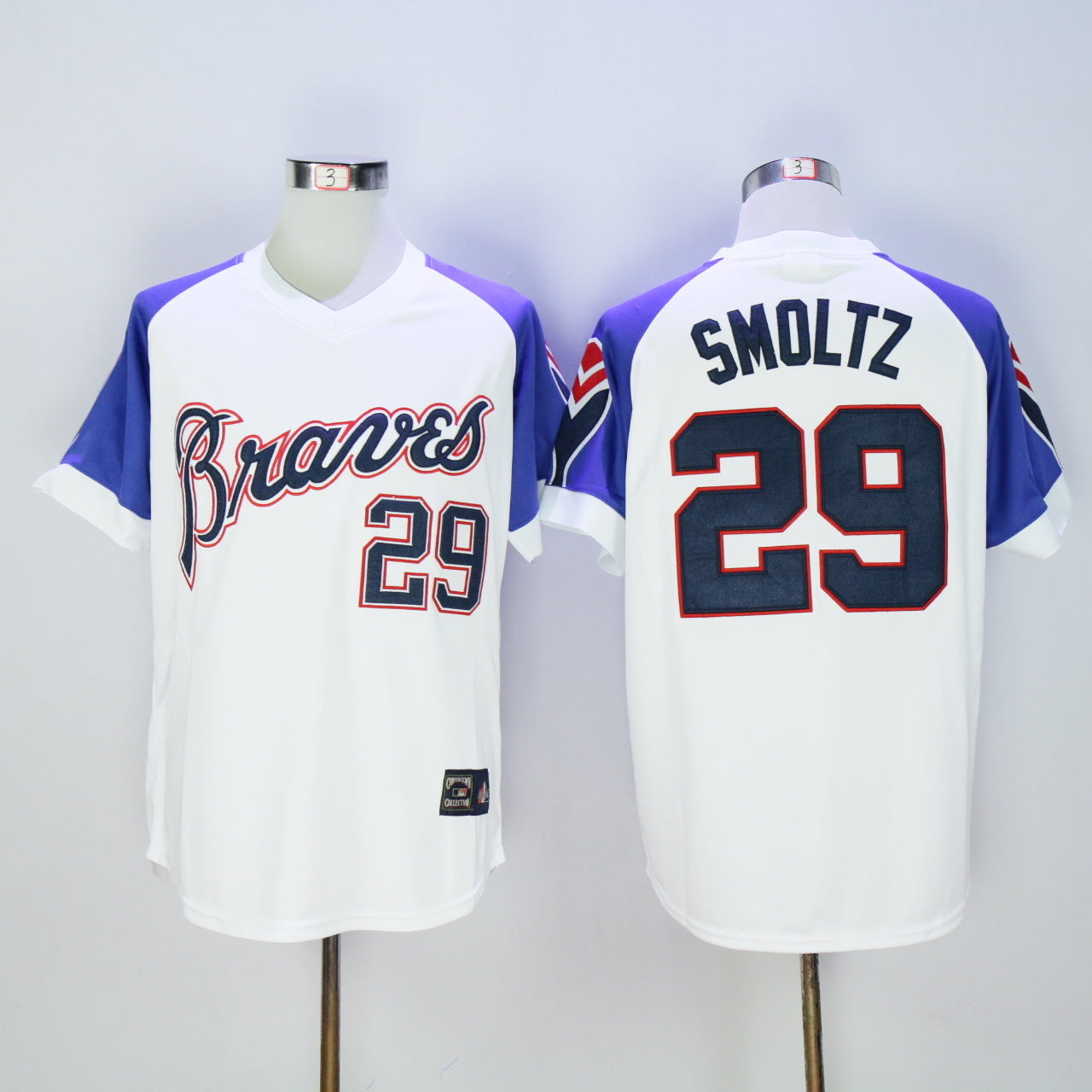 Atlanta Braves #29 Warriors 29 White Blue 1973 Retro Baseball Jersey baseball jersey product view 1