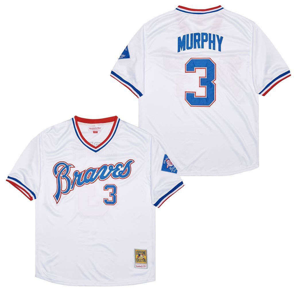 Atlanta Braves #3 Dale Murphy Warriors 3 White Pullover 20 Retro Baseball Jersey baseball jersey product view 1
