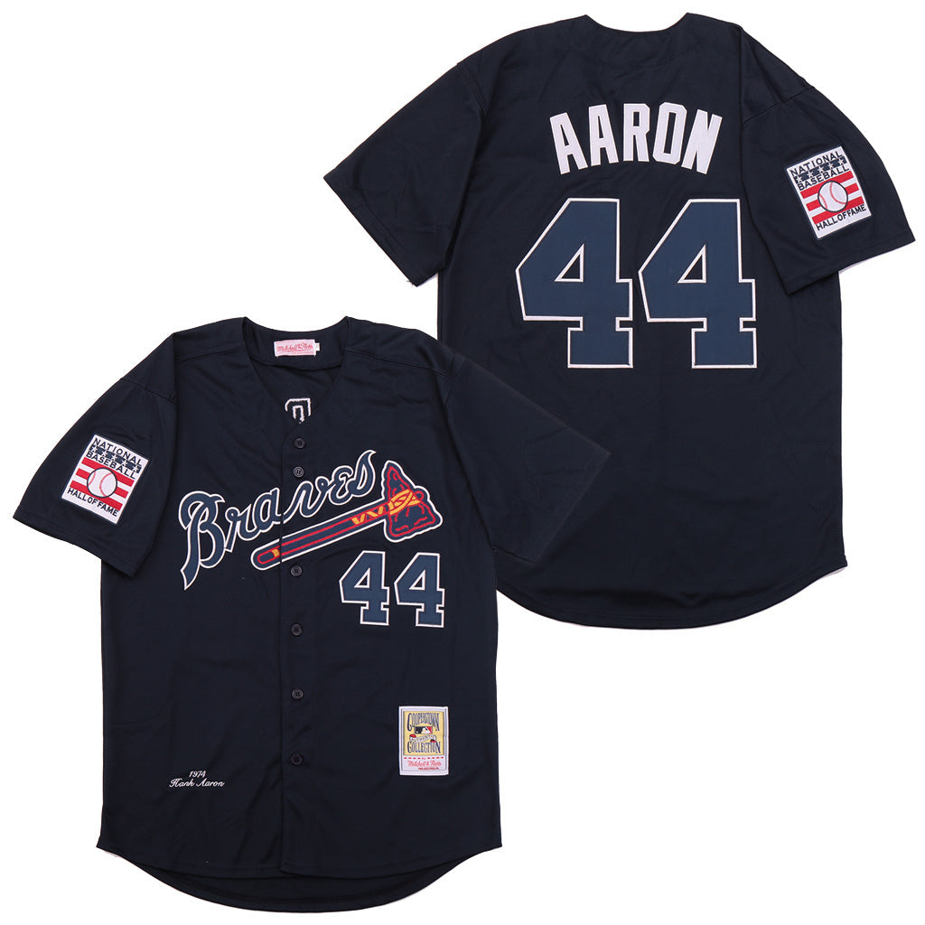 Atlanta Braves #44 Navy #44 Baseball Jersey baseball jersey product view 1