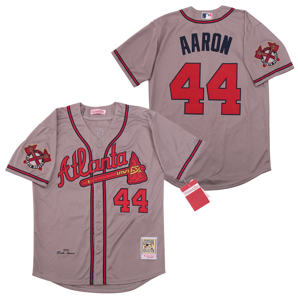 Atlanta Braves #44 Warriors 44 Gray 1974 Retro Baseball Jersey baseball jersey product view 1