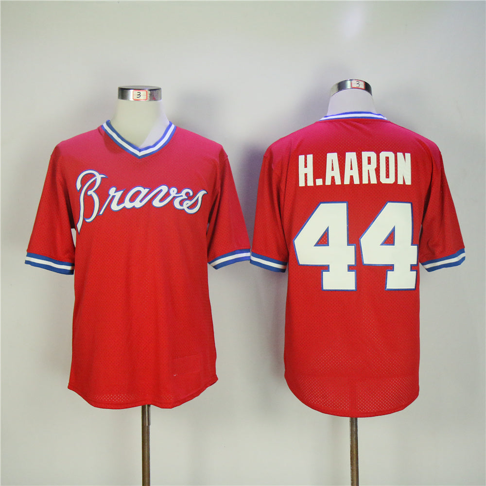 Atlanta Braves #44 Warriors 44 Red 1980 Retro BP Edition Baseball Jersey baseball jersey product view 1