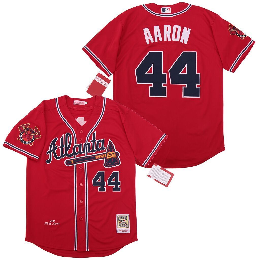 Atlanta Braves #44 Warriors 44 Red Retro Baseball Jersey baseball jersey product view 1