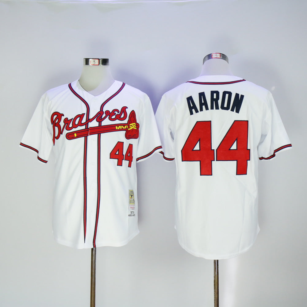 Atlanta Braves #44 Warriors 44 White 1974 Retro Baseball Jersey baseball jersey product view 1
