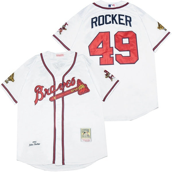 Atlanta Braves #49 Julio Teheran Warriors 49 White 1995 Retro Baseball Jersey baseball jersey product view 1