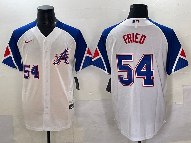 Atlanta Braves #54 Max Fried Warriors City Adult Style 1 Baseball Jersey baseball jersey product view 1