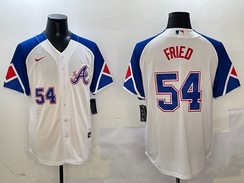 Atlanta Braves #54 Max Fried Warriors City Adult Style 2 Baseball Jersey baseball jersey product view 1