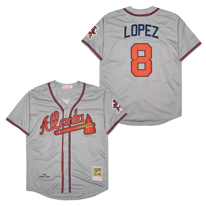 Atlanta Braves #8 JAVIER LOPEZ Style 3 Baseball Jersey baseball jersey product view 1