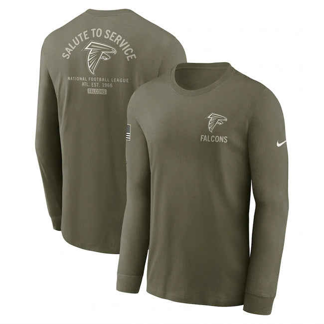 Atlanta Falcons Olive 2025 Salute to Service Sideline Long Sleeve T-Shirt Football Jersey football jersey product view 1