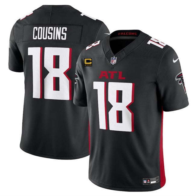 Atlanta Falcons #18 Kirk Cousins Black 2024 F.U.S.E With 4-Star C Patch Vapor Football Jersey football jersey product view 1