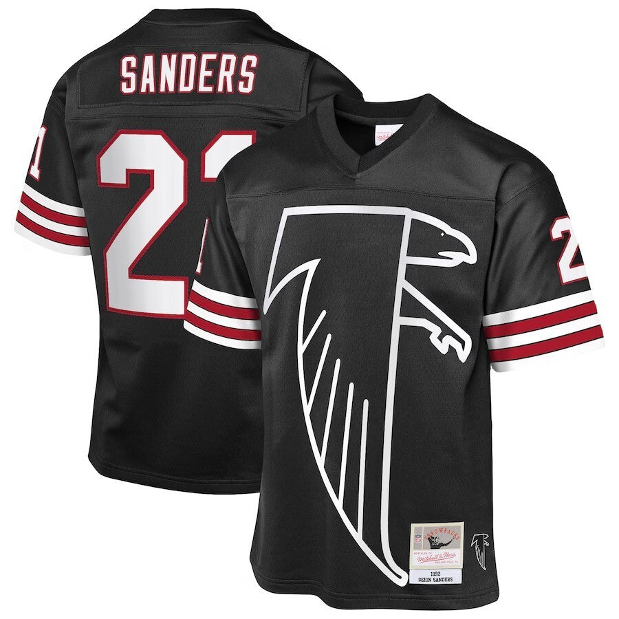 Atlanta Falcons #21 Deion Sanders Mitchell & Ness 1992 Throwback Fashion Jersey - Black Football Jersey football jersey product view 1