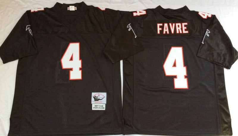 Atlanta Falcons #4 Brett Favre Black 1981 Throwback Football Jersey football jersey product view 1