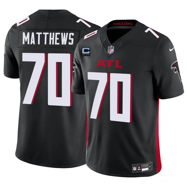 Atlanta Falcons #70 Jake Matthews Black 2024 F.U.S.E With 4-Star C Patch Vapor Football Jersey football jersey product view 1