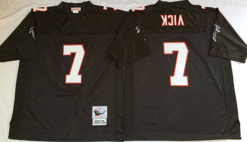 Atlanta Falcons #7 Michael Vick Black Throwback Football Jersey football jersey product view 1