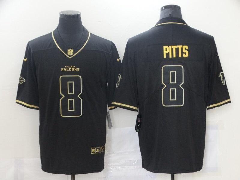 Atlanta Falcons #8 Kyle Pitts Black Retro Gold 946 Style 2 Football Jersey football jersey product view 1