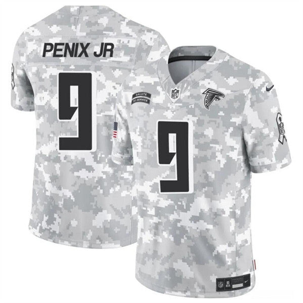 Atlanta Falcons #9 Michael Penix Jr. 2024 F.U.S.E. Arctic Camo Salute Football Jersey football jersey product view 1