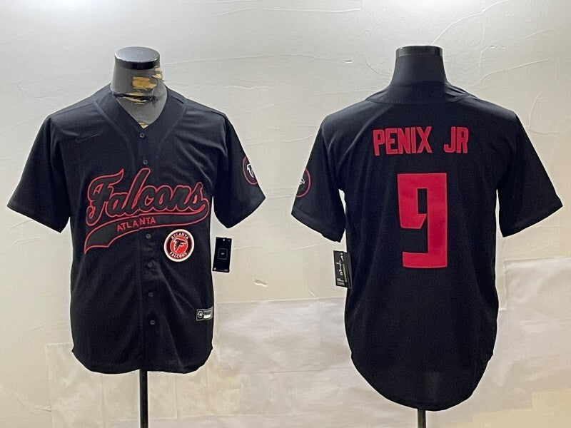 Atlanta Falcons #9 Michael Penix Jr. Black Collaboration Style 7 Football Jersey football jersey product view 1