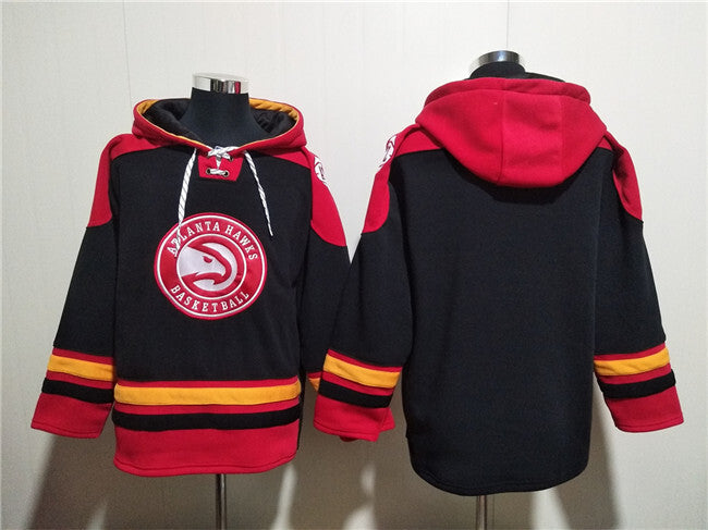 Atlanta Hawks Blank Black Red Lace-Up Pullover Hoodie Basketball Jersey basketball jersey product view 1