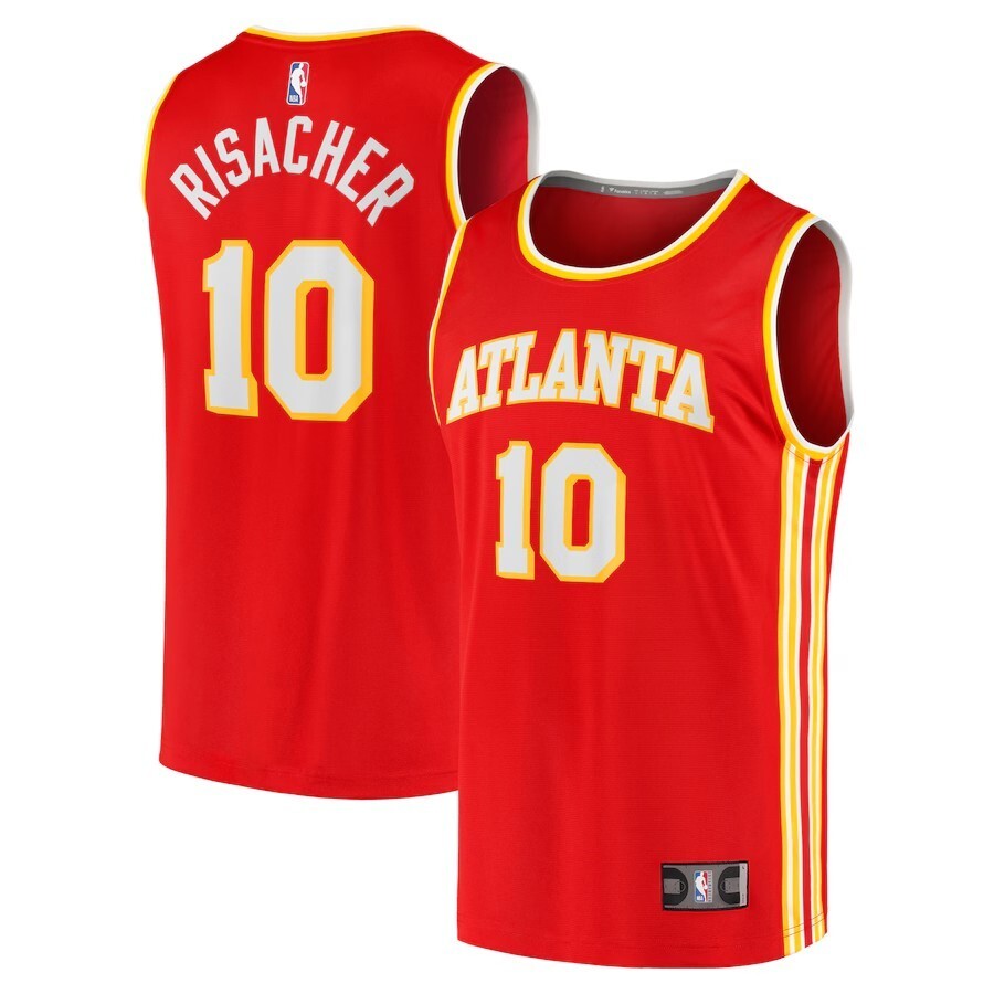 Atlanta Hawks #10 Zaccharie Risacher 2024 NBA Draft Fast Break Player Jersey - Icon Edition - Red basketball jersey product view 1