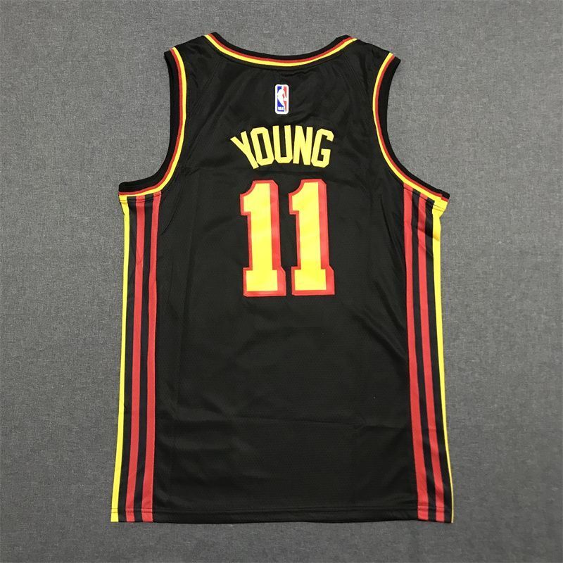 Atlanta Hawks #11 Trae Young 22-23 New Season New Hawks 11 # Trae Young Black Jersey Style 1 basketball jersey product view 1
