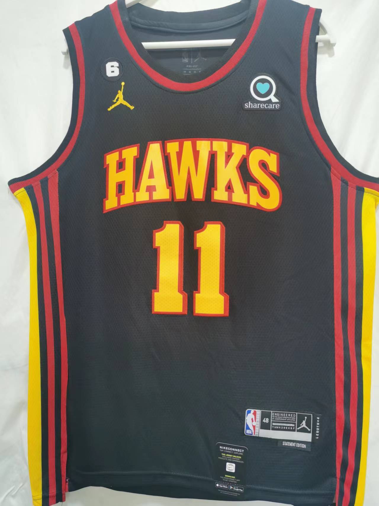 Atlanta Hawks #11 Trae Young 22-23 Season Hawks 11 Black Style 4 Basketball Jersey basketball jersey product view 1