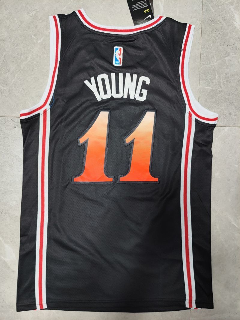 Atlanta Hawks #11 Trae Young 22-23 Season nba Hawks 11# Trae Young City Edition Black Jersey Style 1 basketball jersey product view 1