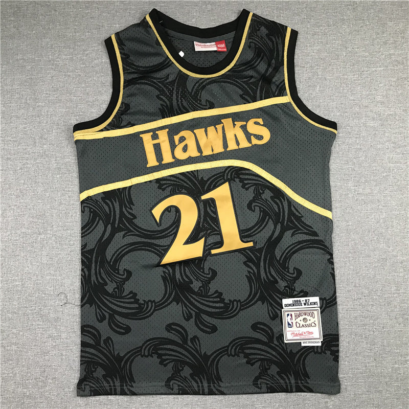 Atlanta Hawks #21 Dominique Wilkins Hawks 21 Retro Black Style 2 Basketball Jersey basketball jersey product view 1
