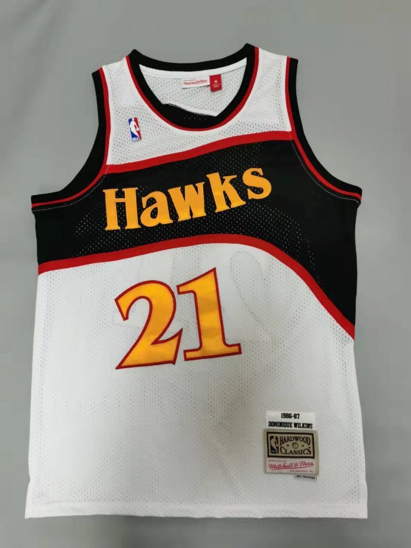 Atlanta Hawks #21 Dominique Wilkins Hawks 21# Retro - White Style 2 Basketball Jersey basketball jersey product view 1