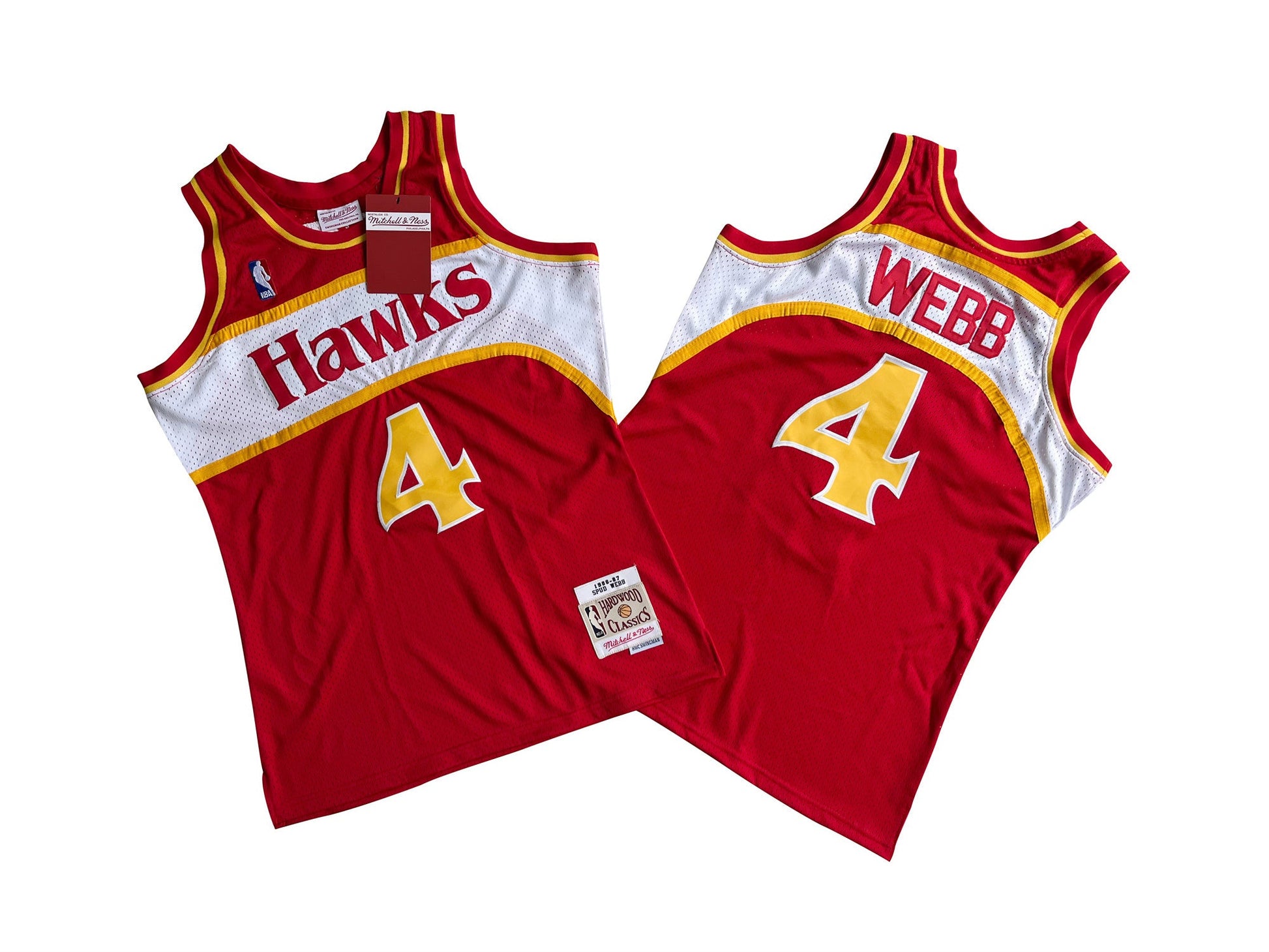 Atlanta Hawks #4 Spud Webb Hawks 4 # Red 86-87 Season Mitchell Retro Jersey --. Webber Basketball Jersey basketball jersey product view 1