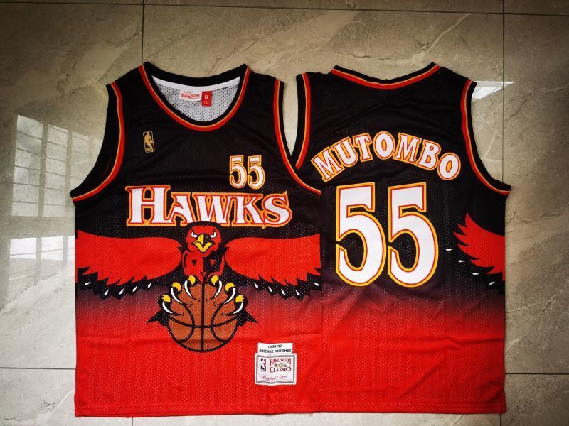 Atlanta Hawks #55 Dikembe Mutombo Hawks 55 Red Style 3 Basketball Jersey basketball jersey product view 1
