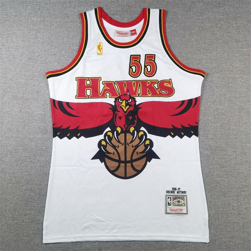 Atlanta Hawks #55 Dikembe Mutombo Hawks 55 White s-xxl Style 2 Basketball Jersey basketball jersey product view 1