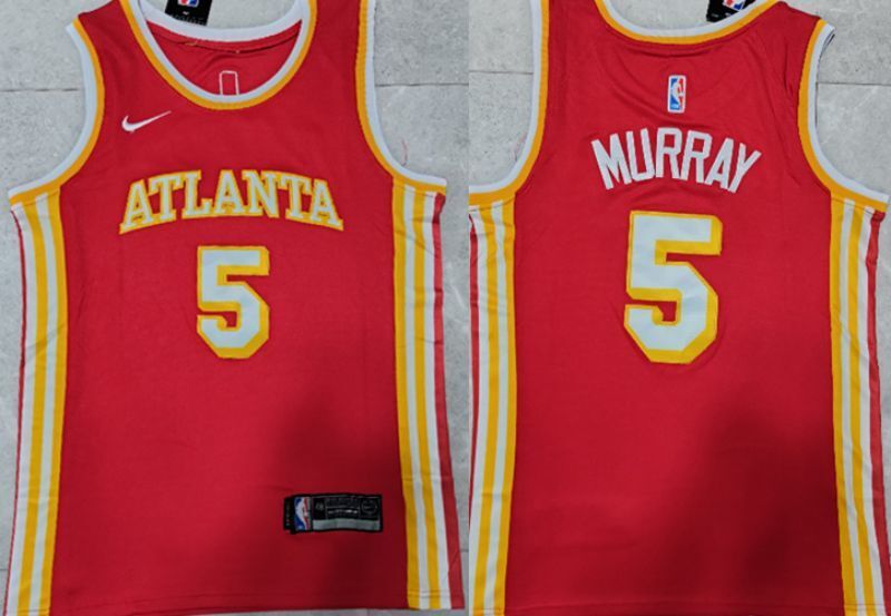Atlanta Hawks #5 Dejounte Murray 22-23 Season Hawks 5 # - Murray Red Jersey Basketball Jersey basketball jersey product view 1