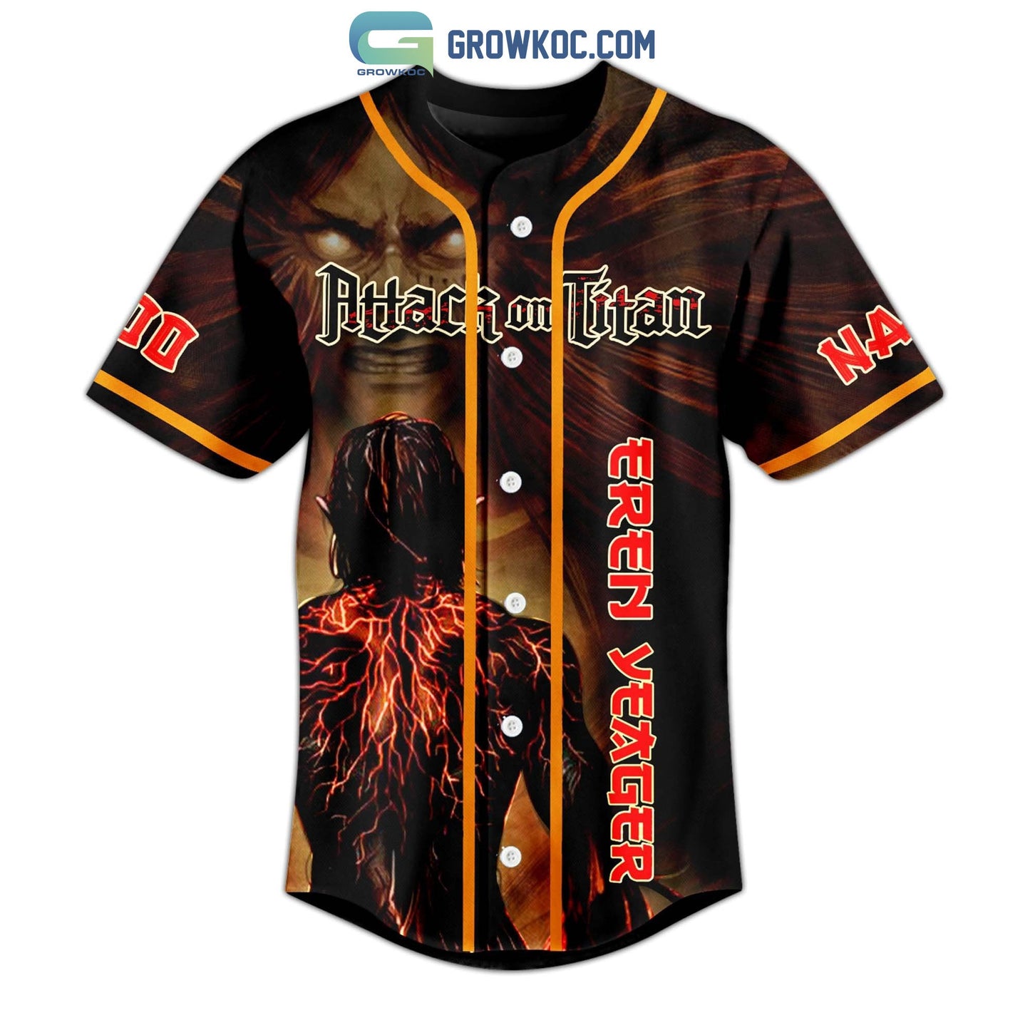 Attack On Titan Eren Yeager Personalized Baseball Jersey baseball jersey product view 2