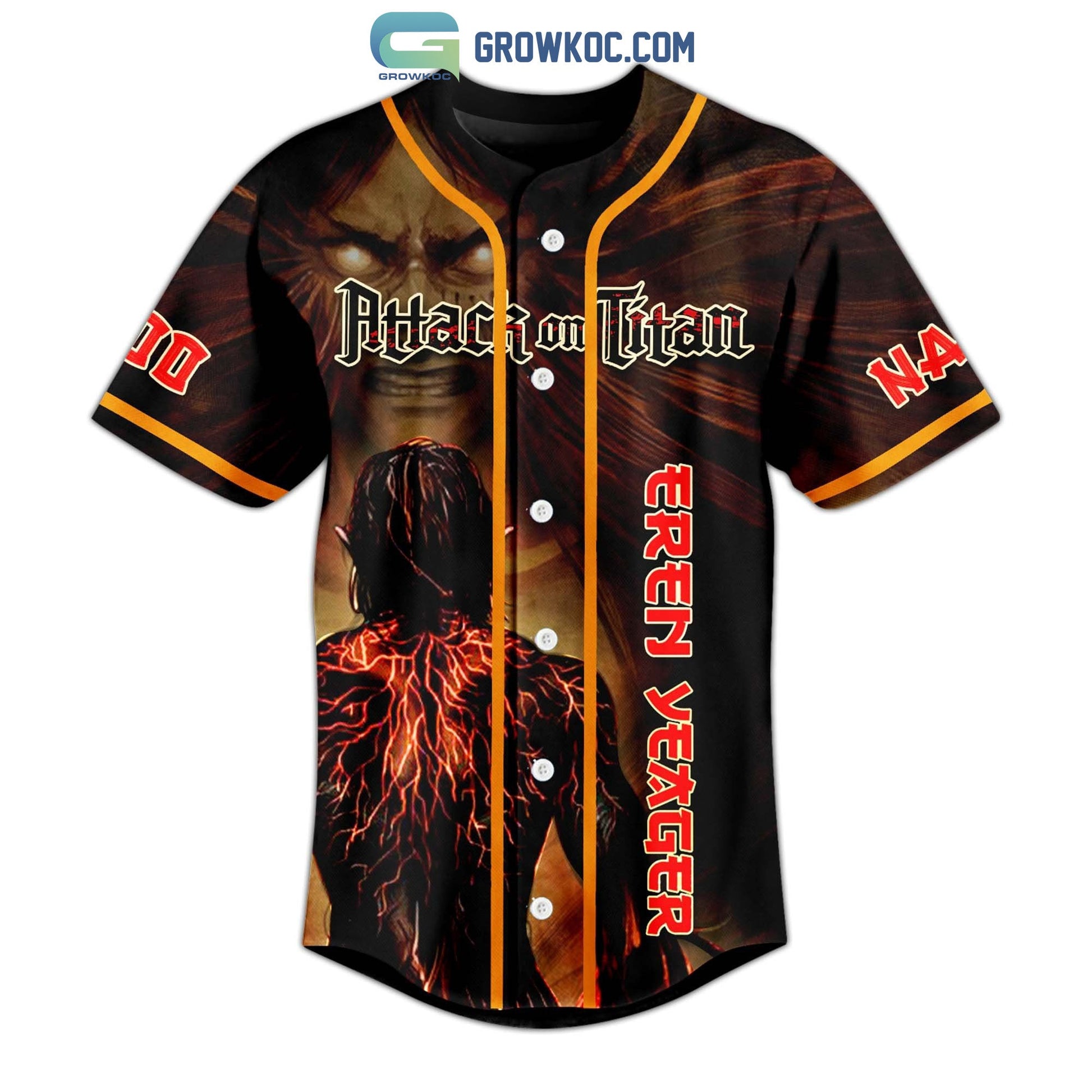 Attack On Titan Eren Yeager Personalized Baseball Jersey baseball jersey product view 2