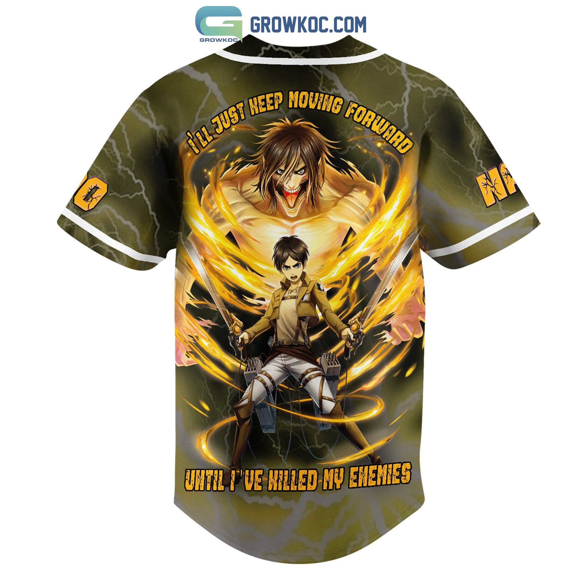 Attack On Titan I’ll Just Keep Moving Forward Until I’ve Killed My Enemies Personalized Baseball Jersey baseball jersey product view 3