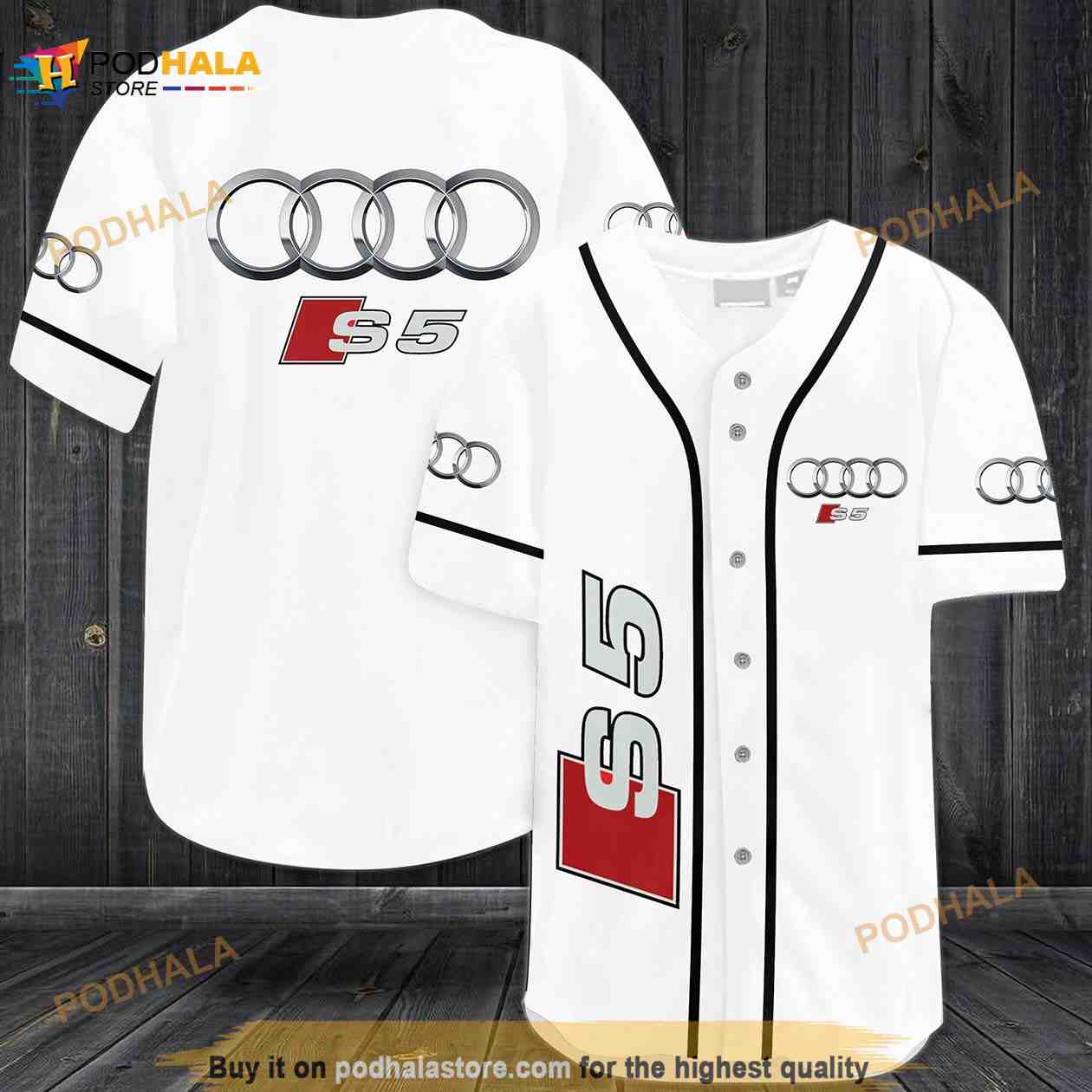 Audi S5 3D Baseball Jersey baseball jersey product view 1