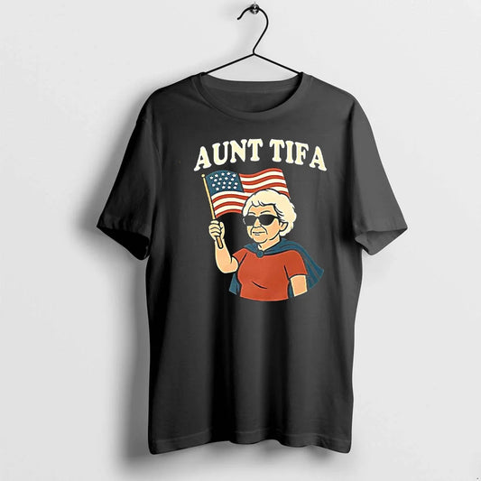 Aunt Tifa Hold Usa Flag Tshirts Sweater Unisex T-shirt, Sweatshirt, Hoodie, Long Sleeve Tee - T-Shirt, Sweatshirt, Hoodie