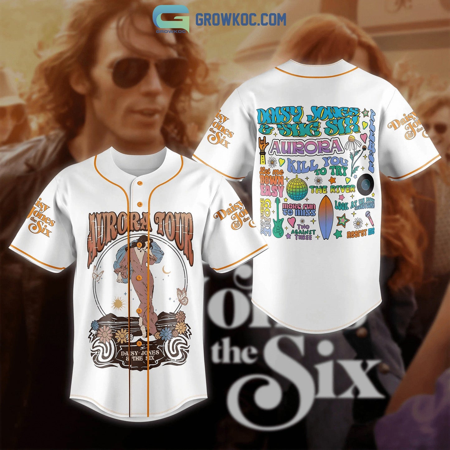 Aurora Tour Daisy Jones And The Six White Design Baseball Jersey baseball jersey product view 1