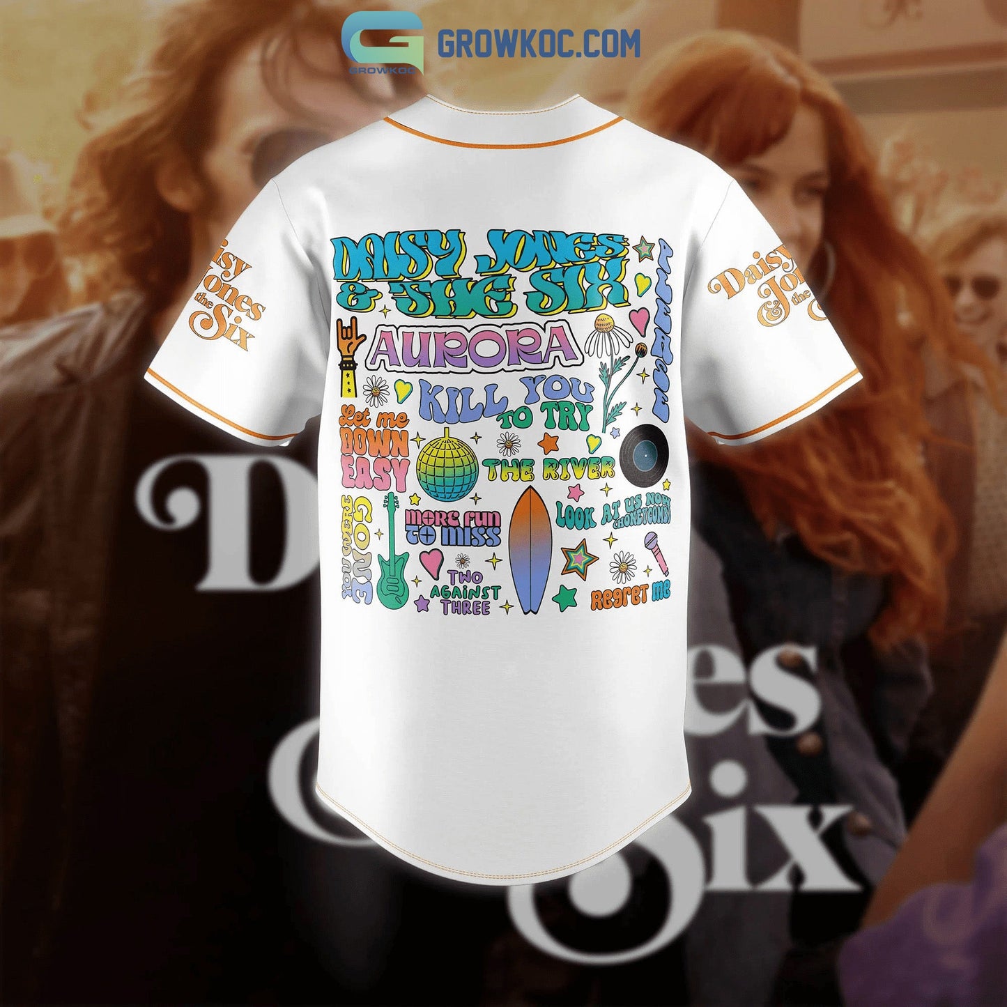Aurora Tour Daisy Jones And The Six White Design Baseball Jersey baseball jersey product view 3