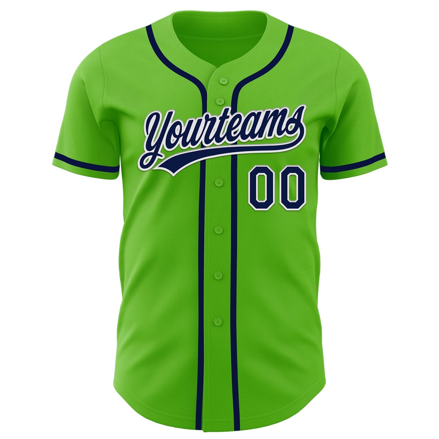 Custom Aurora Green Navy-White Authentic Baseball Jersey baseball jersey product view 2