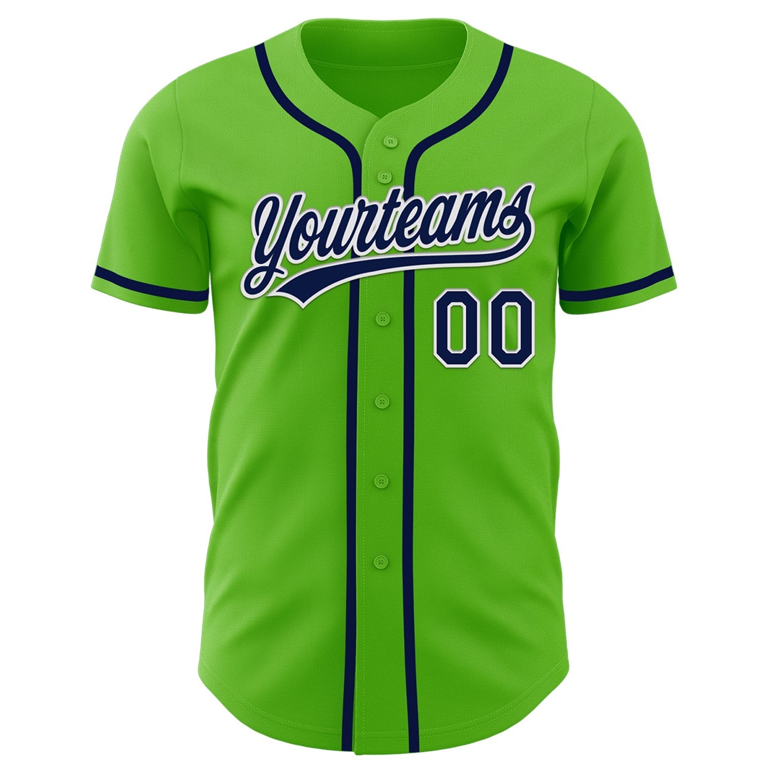 Custom Aurora Green Navy-White Authentic Baseball Jersey baseball jersey product view 2