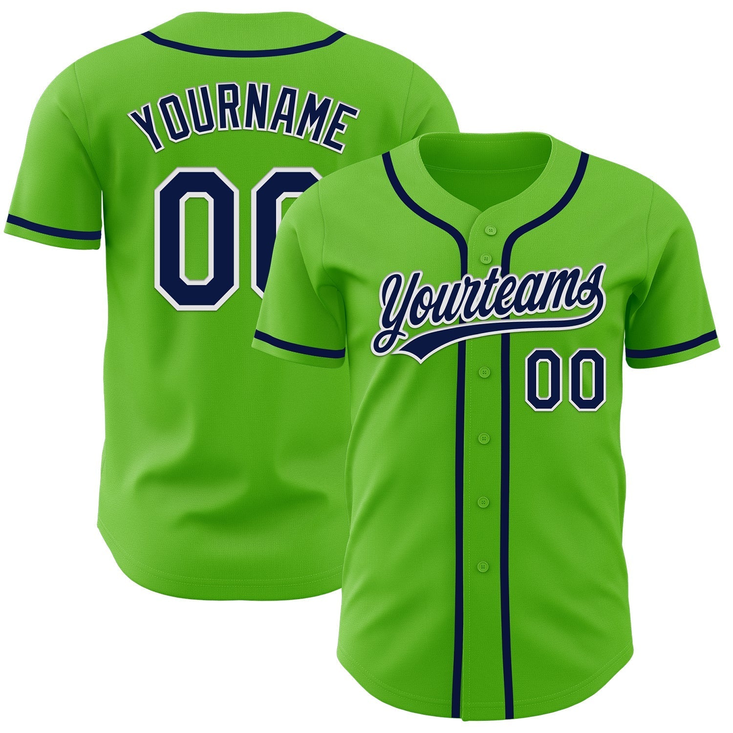 Custom Aurora Green Navy-White Authentic Baseball Jersey baseball jersey product view 1
