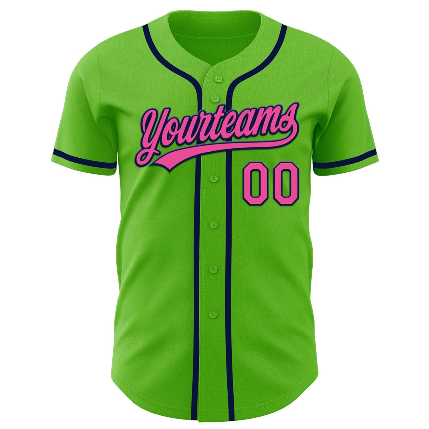Custom Aurora Green Pink-Navy Authentic Baseball Jersey baseball jersey product view 2