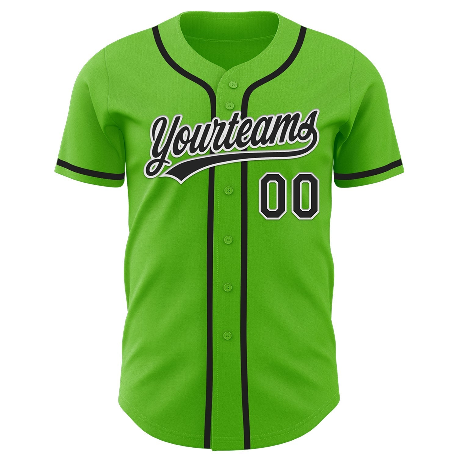 Custom Aurora Green Black-White Authentic Baseball Jersey baseball jersey product view 2