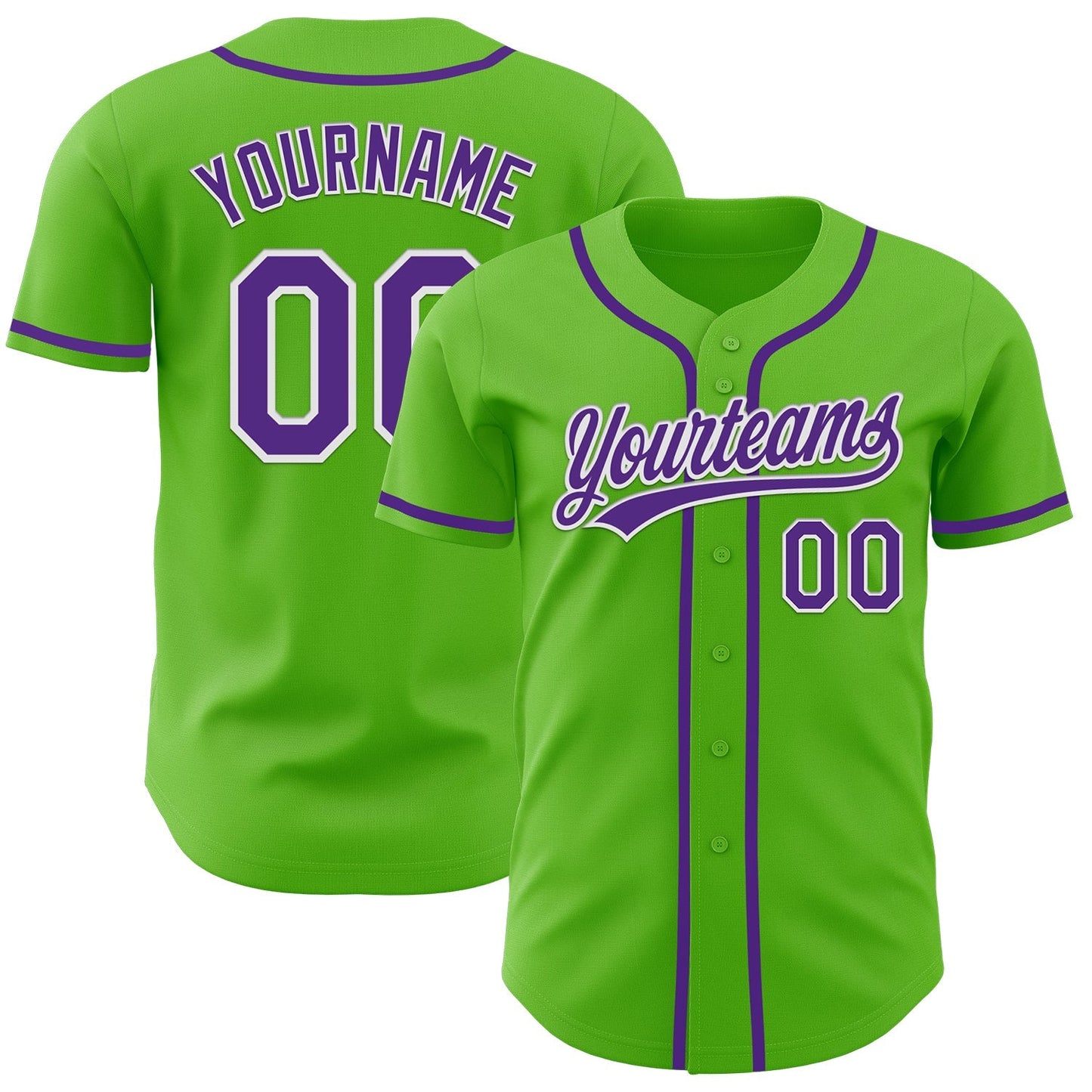 Custom Aurora Green Purple-White Authentic Baseball Jersey baseball jersey product view 1
