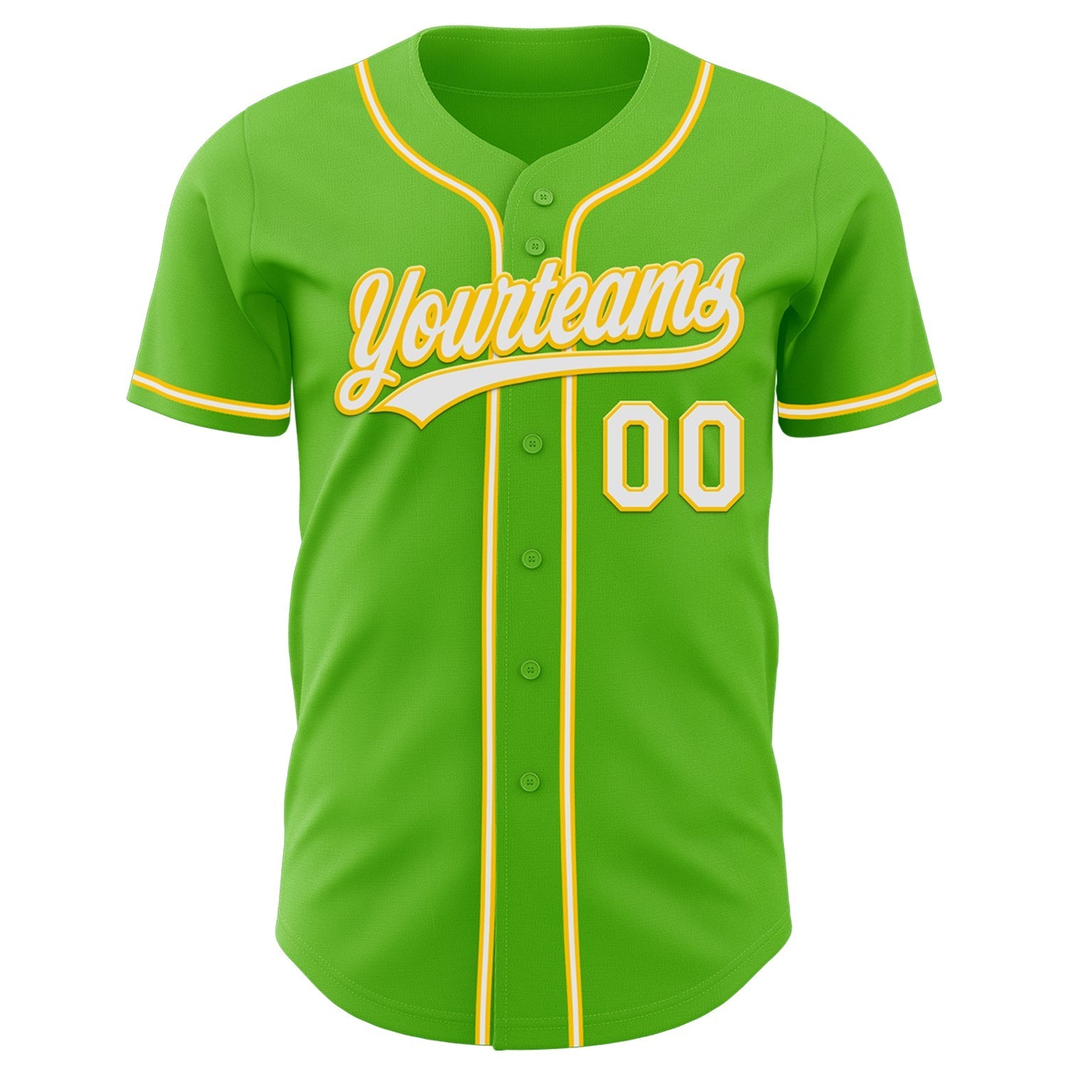Custom Aurora Green White-Yellow Authentic Baseball Jersey baseball jersey product view 2