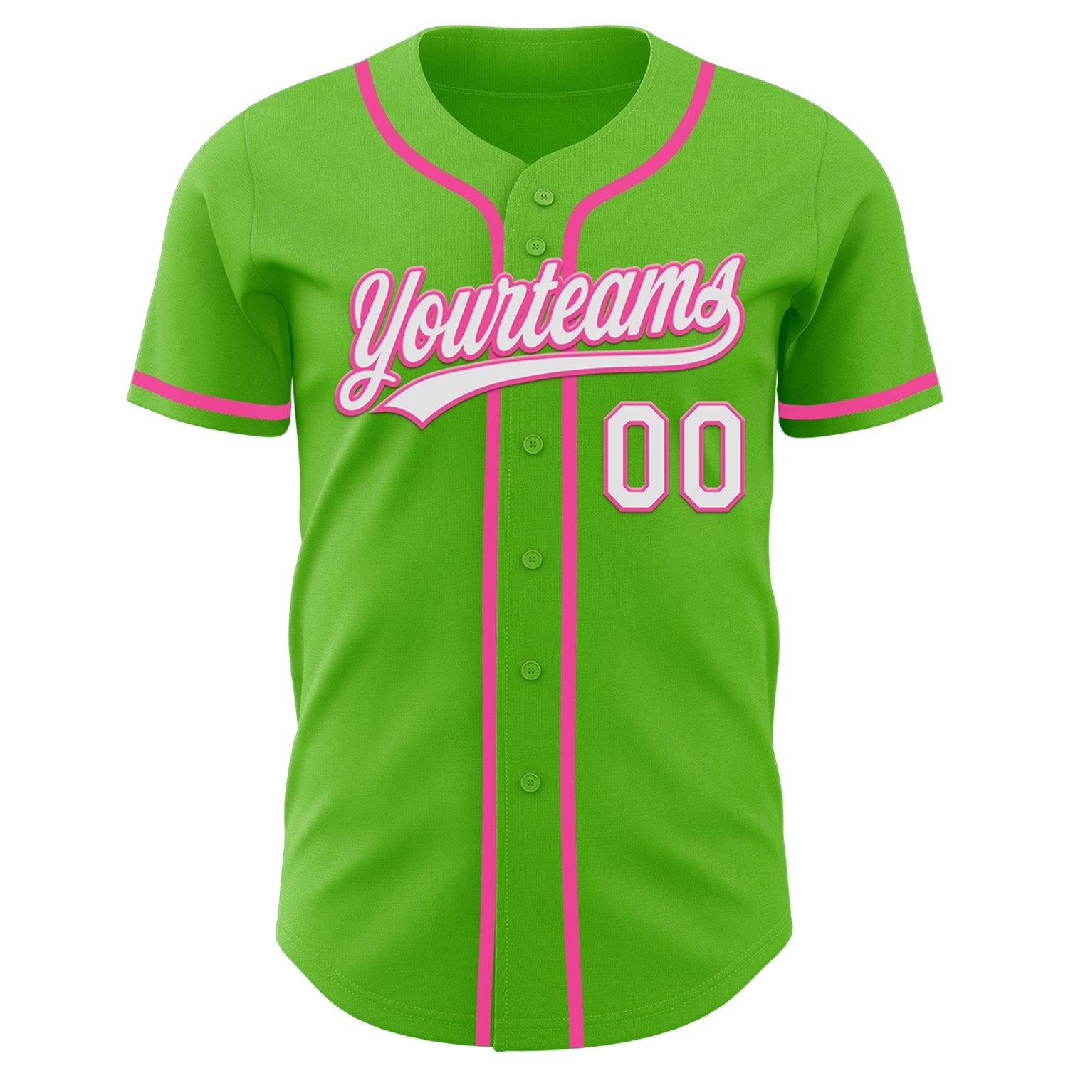 Custom Aurora Green White-Pink Authentic Baseball Jersey baseball jersey product view 2