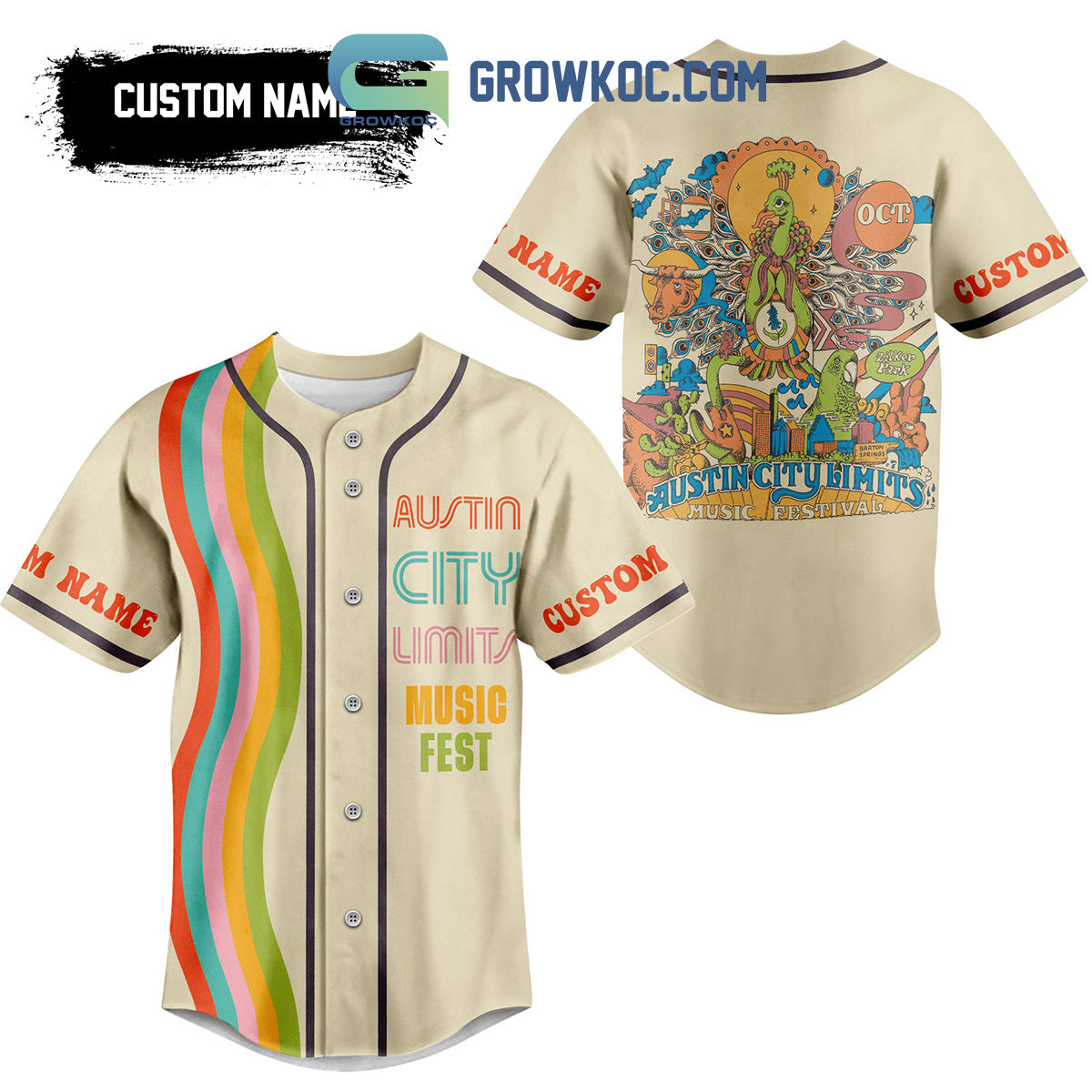 Austin City Limits Music Festival Personalized Baseball Jersey baseball jersey product view 3