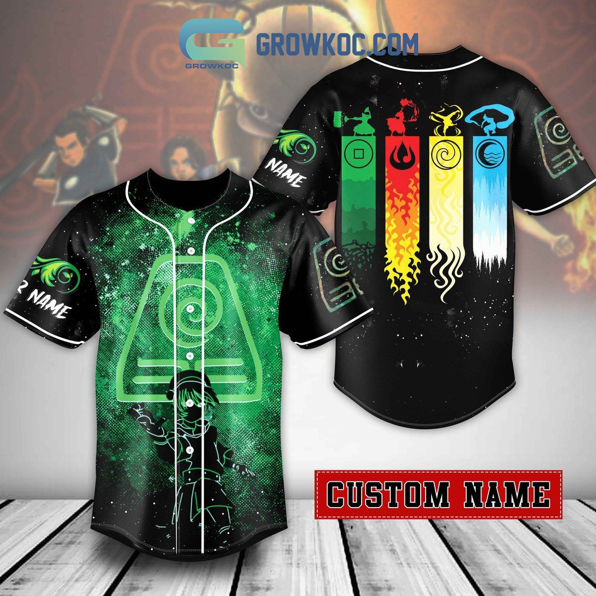 Avatar The Last Airbender Earthbending Fan Personalized Baseball Jersey baseball jersey product view 1